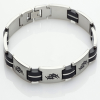 Bracelet homme, Bracelet  acier carbone motif facon tribal